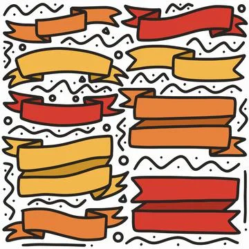 Doodle set of hand banner Stock Illustration