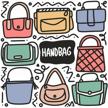 Doodle set of handbag hand drawing Stock Illustration