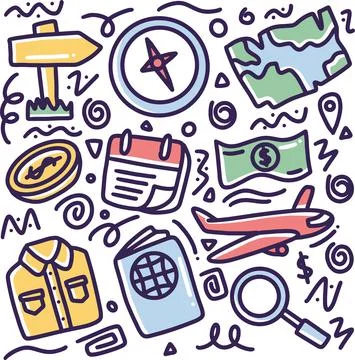Doodle set of holidays hand drawing Stock Illustration