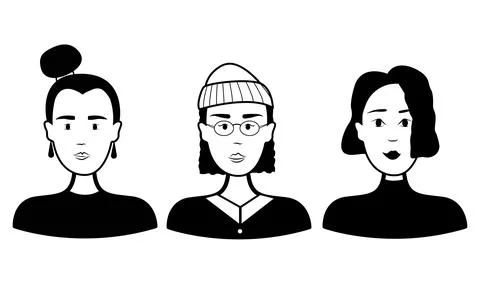 Doodle set people face Stock Illustration