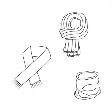 Doodle set scarf design. Winter vector illustration isolated on white backgro Illustrazione stock