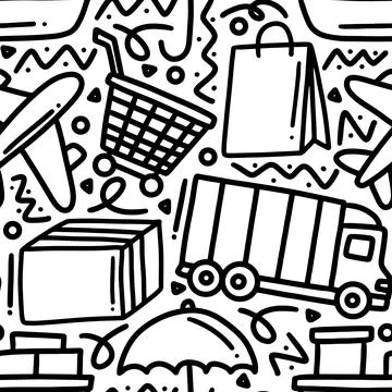 Doodle set of shipping hand drawing Stock Illustration