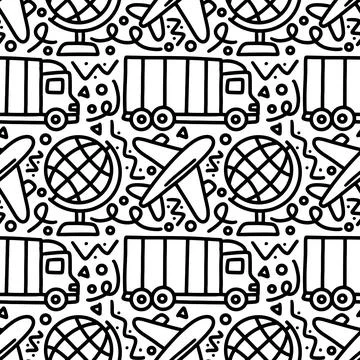 Doodle set of shipping hand drawing Stock Illustration