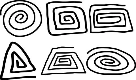 Doodle Set of spiral elements. Black isolated. Vector objects Stock Illustration