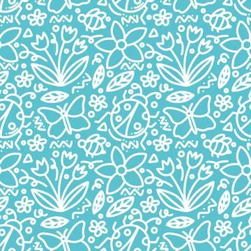 Doodle set of spring art hand drawing Stock Illustration