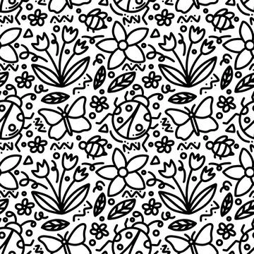 Doodle set of spring art hand drawing Stock Illustration