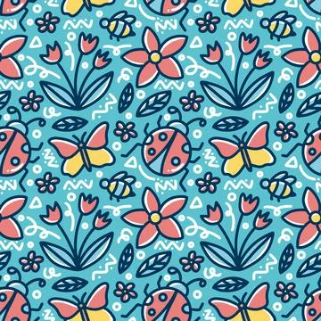 Doodle set of spring art hand drawing Stock Illustration