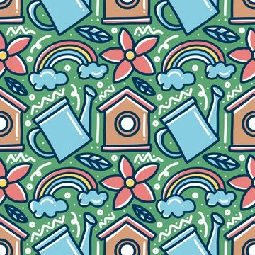 Doodle set of spring time hand drawing Stock Illustration