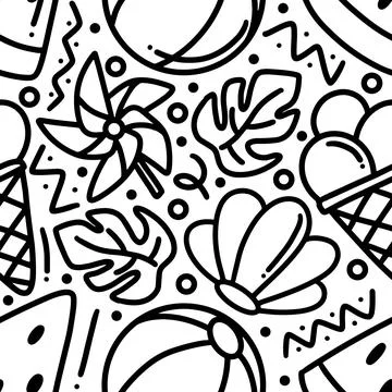 Doodle set of summer holiday hand drawing Illustrazione stock