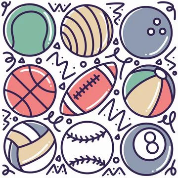Doodle set of various ball hand drawing Illustrazione stock