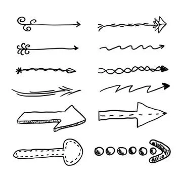 Doodle set of vector arrows. Stock Illustration