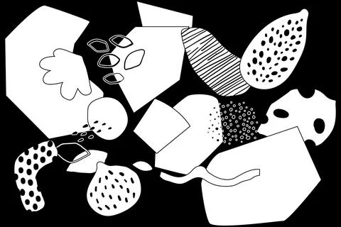 Doodle shape pattern. Black and white background. Geometric and organic forms Illustrazione stock
