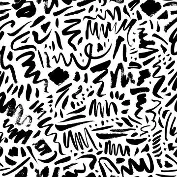 Doodle shapes and lines vector seamless pattern. Stock Illustration