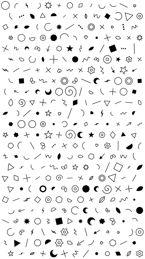 Doodle Shapes Pattern, Black Icons Rotating on White Background Video stock 331545878