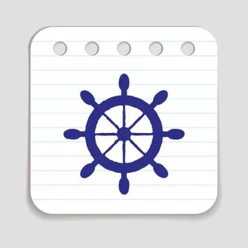 Doodle ship wheel icon Stock Illustration