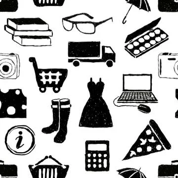 Doodle shopping seamless pattern Stock Illustration