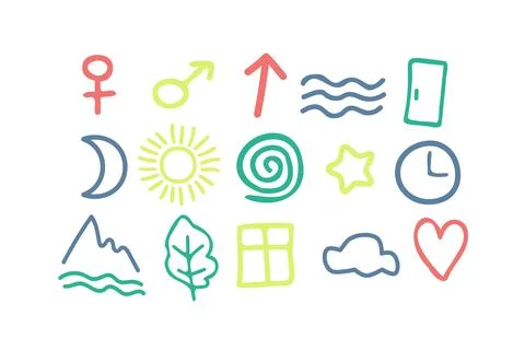 Doodle signs collection Stock Illustration