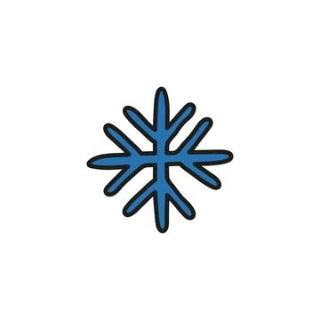 Doodle simple blue snowflake. Stock Illustration