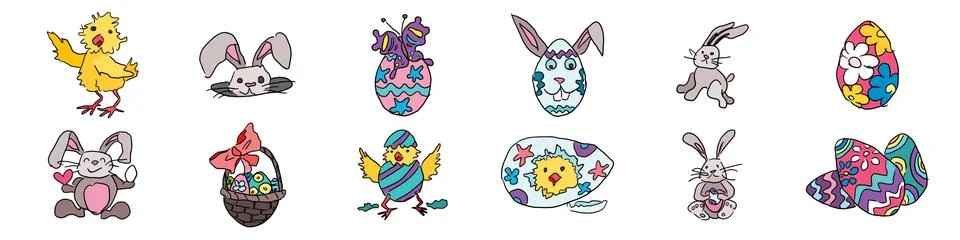 Doodle simple drawings for the Easter holiday Illustrazione stock