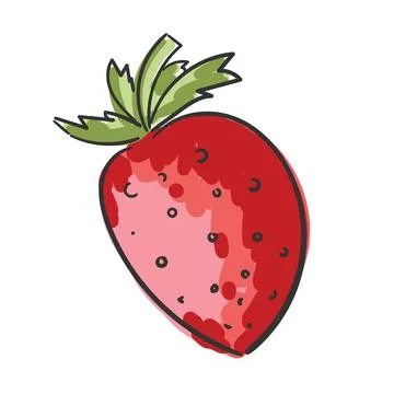 Doodle simple strawberry icon vector isolated on white Illustrazione stock