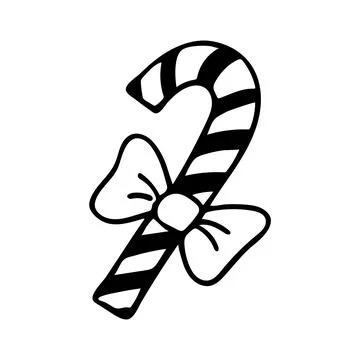 Doodle of single candy with big bow. Stock Illustration