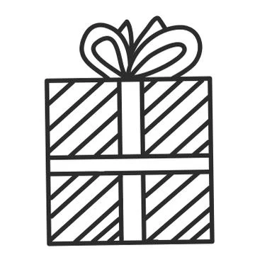 Doodle single hand drawn gift, present, New Year and Xmas box. Illustration f Stock Illustration