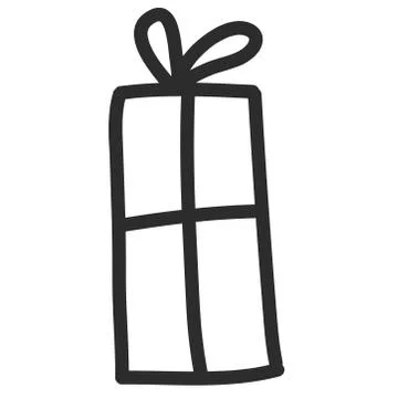 Doodle single hand drawn gift, present, New Year and Xmas box. Illustration f Stock Illustration