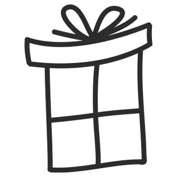 Doodle single hand drawn gift, present, New Year and Xmas box. Illustration f Stock Illustration