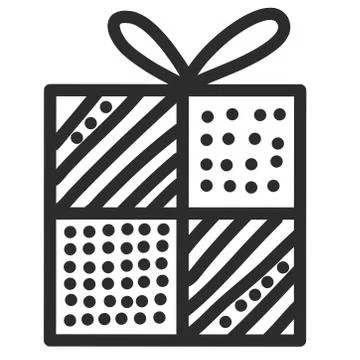 Doodle single hand drawn gift, present, New Year and Xmas box. Illustration f Stock Illustration
