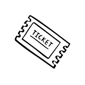 Doodle single hand drawn ticket. Isolated drawing clipart on a white background. Stock Illustration