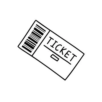 Doodle single hand drawn ticket. Isolated drawing clipart on a white background. Stock Illustration