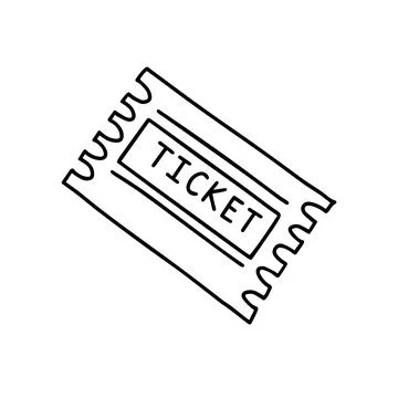 Doodle single hand drawn ticket. Isolated drawing clipart on a white background. Stock Illustration
