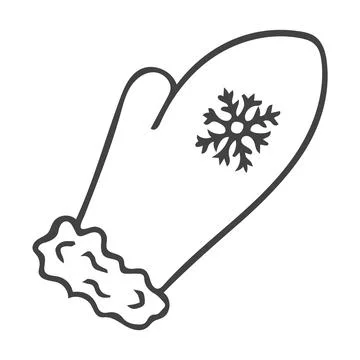 Doodle single mitten with big snowflake. Stock Illustration