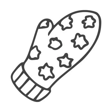 Doodle single mitten with blots. Stock Illustration