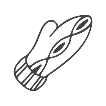 Doodle single mitten with ornament. Stock Illustration