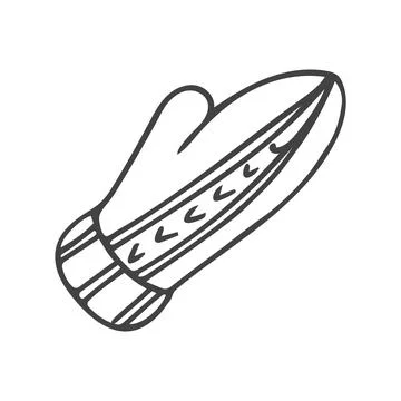 Doodle single mitten with stripes. Stock Illustration
