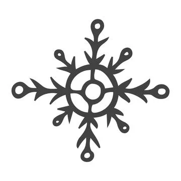 Doodle single snowflake isolated on white background. Stock Illustration