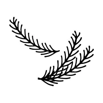 Doodle single twig branch element. Christmas tree, pine, fir, needles. Vector 스톡 일러스트