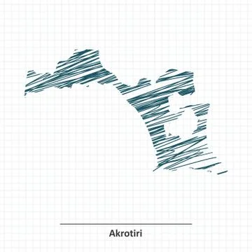 Doodle sketch of Akrotiri map Stock Illustration