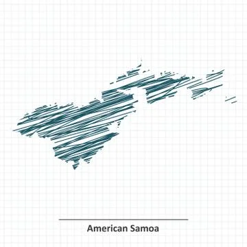 Doodle sketch of American Samoa map Stock Illustration