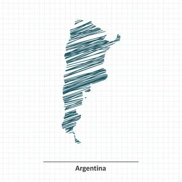 Doodle sketch of Argentina map Stock Illustration