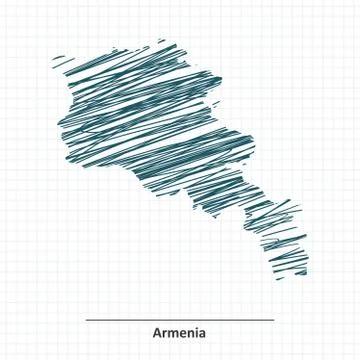 Doodle sketch of Armenia map Stock Illustration