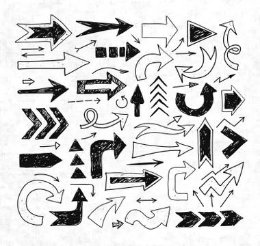 Doodle sketch arrows on rice paper background Illustrazione stock