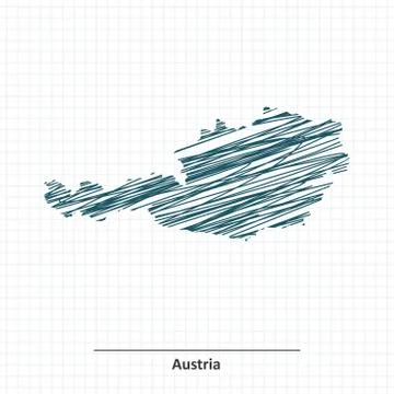Doodle sketch of Austria map Stock Illustration