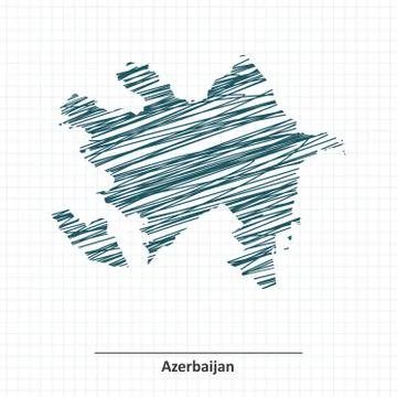 Doodle sketch of Azerbaijan map Stock Illustration