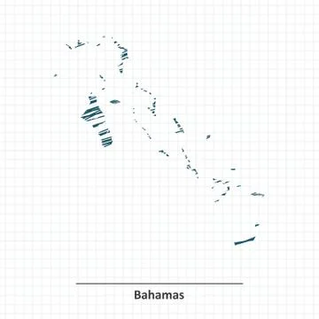 Doodle sketch of Bahamas map Stock Illustration
