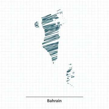 Doodle sketch of Bahrain map Stock Illustration