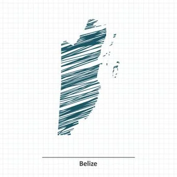 Doodle sketch of Belize map Stock Illustration