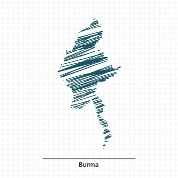 Doodle sketch of Burma map Illustrazione stock