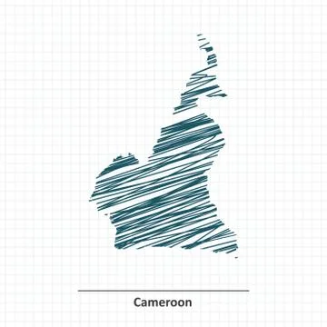 Doodle sketch of Cameroon map Stock Illustration